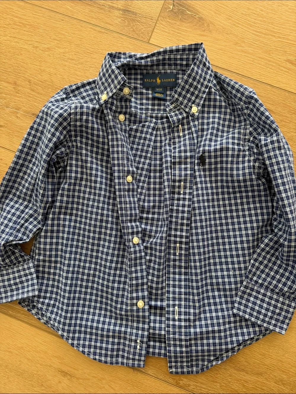 Ralph Lauren Navy and White Plaid Button-Down Shirt